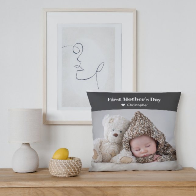 Coussin Jour des mères modernes Nom photo (Créateur téléchargé)