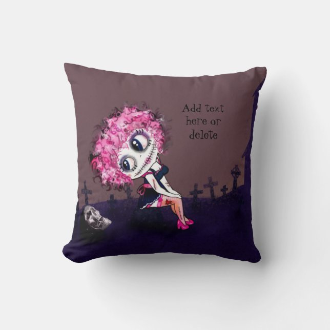 Coussin Jour des morts Kawaii Zombies (Recto)