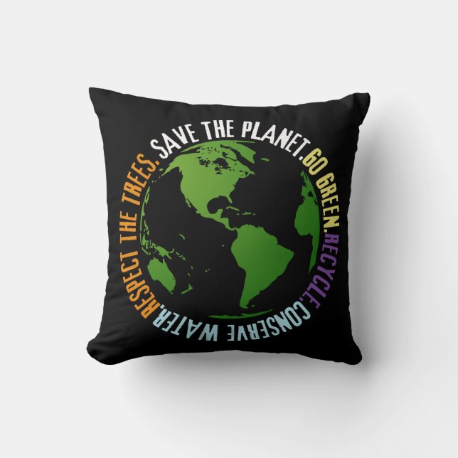 Coussin Jour des terres Sauvez la planète Devenez écolo (Recto)