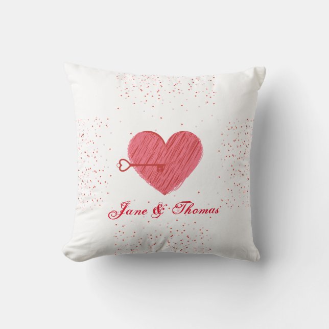 Coussin Jour des Valentines de la clé moderne Sweet Red He (Recto)