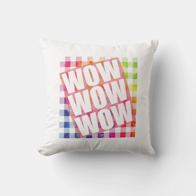 Coussin Jour libre Wow - WOW WOW WOW mème essentiel (Recto)