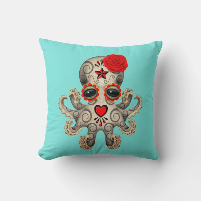 Coussin Jour rouge du poulpe mort de bébé (Recto)