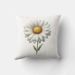 Coussin Journal de l'herbe de fleur de marguerite blanche 