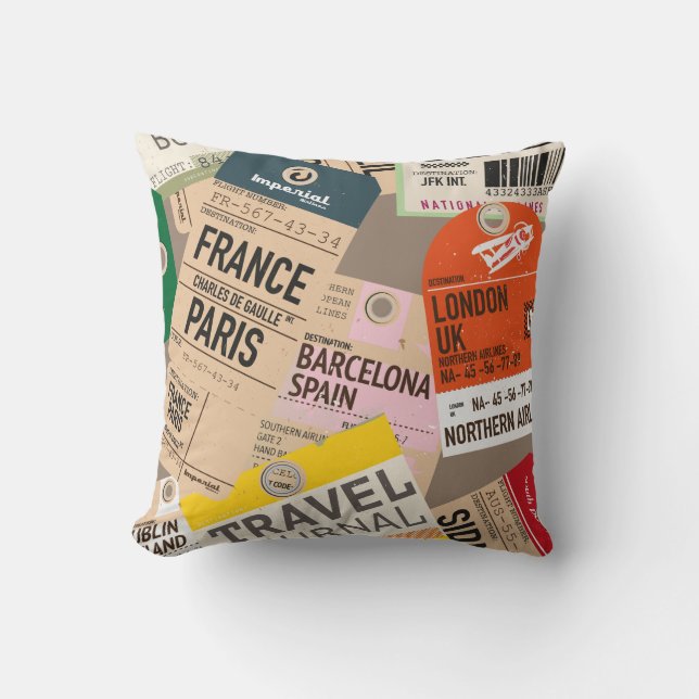 Coussin Journal de voyage. (Recto)