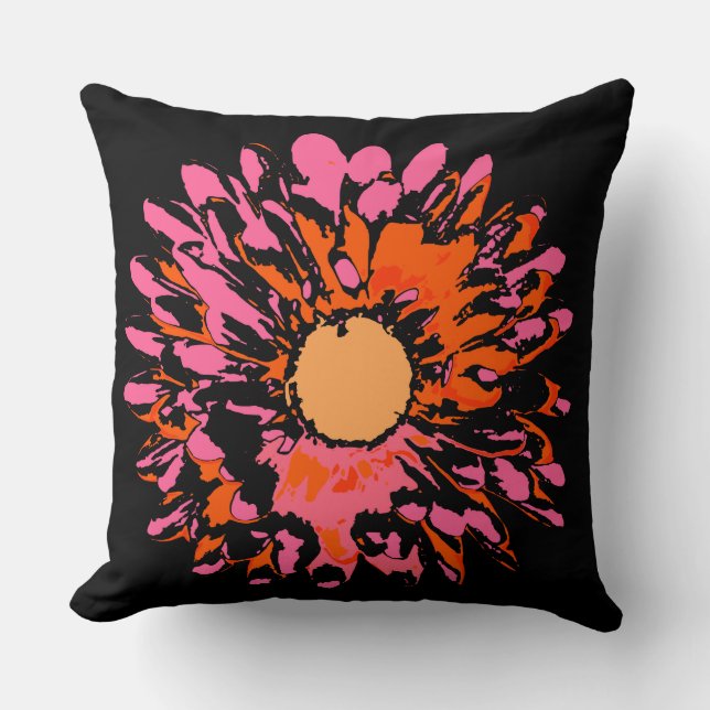 Coussin JOURNÉE CRAZY Pink Orange Cool moderne JAUNE Oreil (Recto)