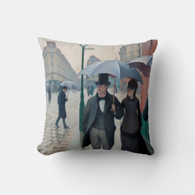 Coussin Journée de la Pluie de Paris par Gustave Caillebot (Recto)