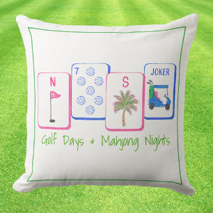 Coussin Jours de golf et nuits de mahjong / Golf Tiles Mah