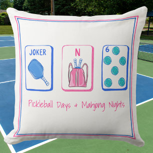 Coussin Jours de Pickleball et nuits de Mahjong Décoratifs