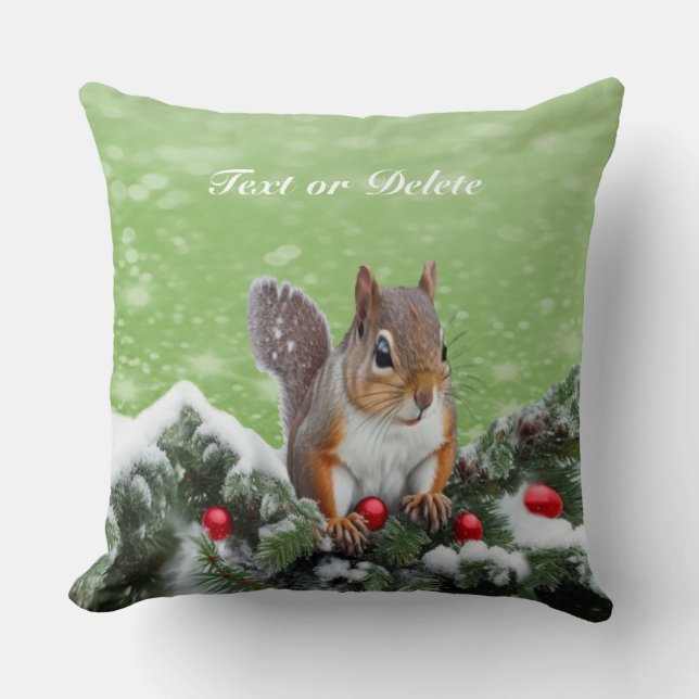 Coussin Jours fériés de Noël d'écureuil Jeter l'oreiller (Recto)