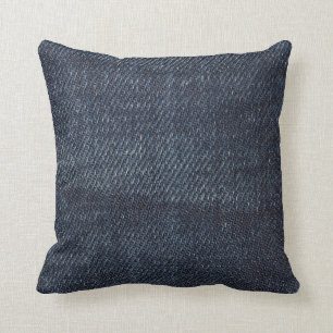 Coussin Joyaux bleu texture tissu Denim Vintage
