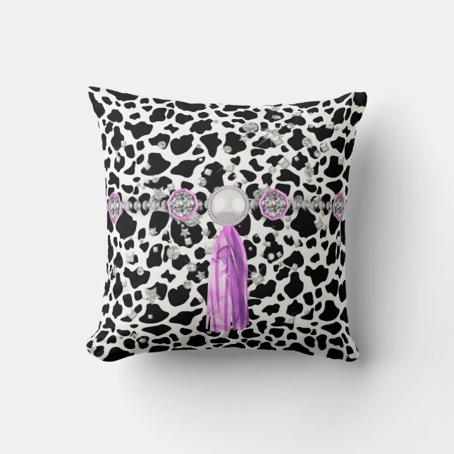 Coussin Joyaux Posters de animaux de Faux noir et blancPur (Recto)
