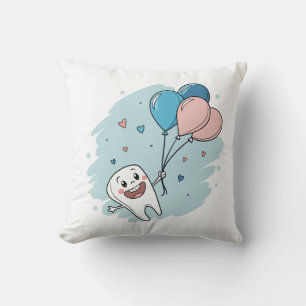 Coussin Joyeuse dent de dessin avec ballons - Santé dentai