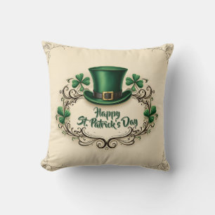 Coussin Joyeuse fête de la Saint-Patrick, motif de trèfle