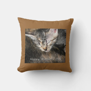 Coussin Joyeuse Fête des Mères Mère et Kitten