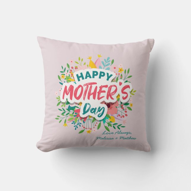 Coussin Joyeuse Fête des mères Moderne Floral Thro personn (Recto)
