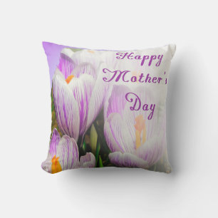 Coussin Joyeuse fête des mères Violette et Blanche Tulip