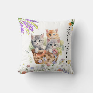 Coussin Joyeuse Journée Internationale du Chat Aquarelle F