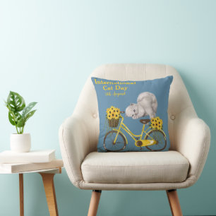 Coussin Joyeuse Journée internationale du chat Orange Sunf