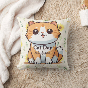 Coussin Joyeuse Journée internationale du chat Orange Sunf