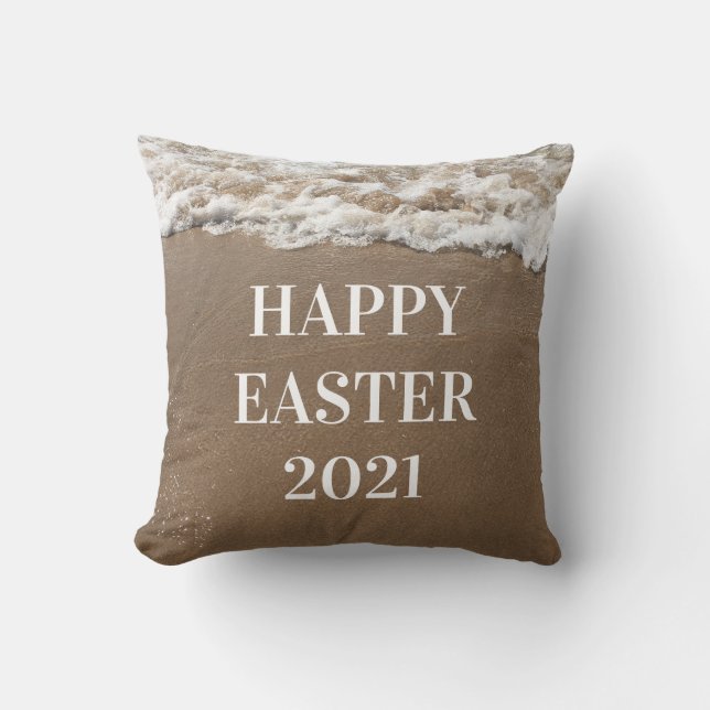 Coussin Joyeuse Plage de Pâques Décor Océan Côtier (Recto)