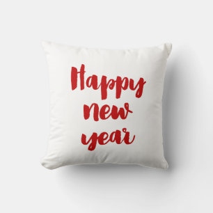 Coussin Joyeuse police rouge tendance du Nouvel An