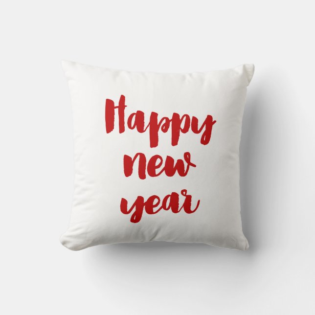 Coussin Joyeuse police rouge tendance du Nouvel An (Recto)
