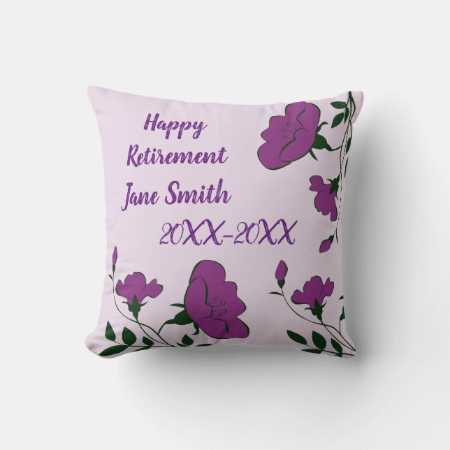 Coussin Joyeuse retraite Purple Floral Modèle employé (Recto)