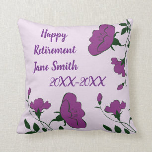Coussin Joyeuse retraite Purple Floral Modèle employé