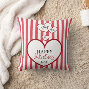 Coussin Joyeuse Saint-Valentin Cœurs Craie Rayures