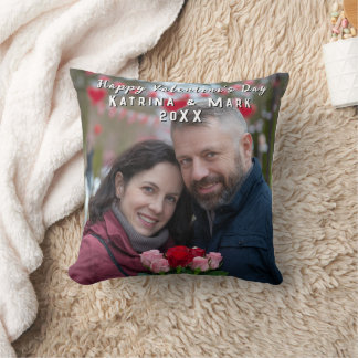 Coussin Joyeuse Saint-Valentin Photo & Noms Personnalisés