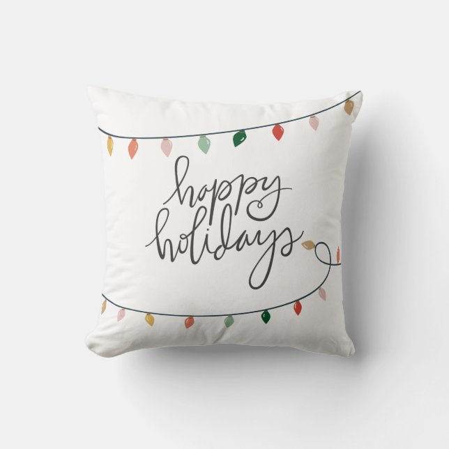 Coussin Joyeuses fêtes décoratives Lumières de Noël (Recto)