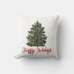 Coussin Joyeuses Fêtes, Sapin de Noël Vintage