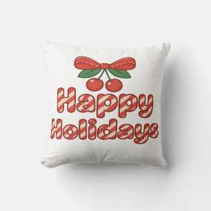 Coussin Joyeuses Fêtes Typographie Bonbon de Noël – Xmas M