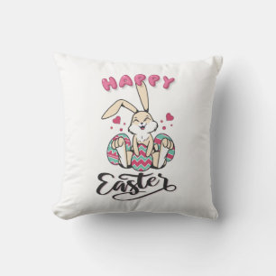 Coussin Joyeuses Pâques du lapin de Pâques adorable