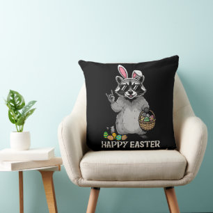 Coussin Joyeuses Pâques Raton laveur Lapin