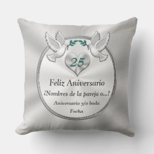 Coussin Joyeux 25e anniversaire, Coussin. Cadeaux de maria
