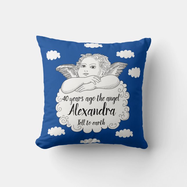 Coussin Joyeux 40e anniversaire foi chrétienne Angel bleu (Recto)