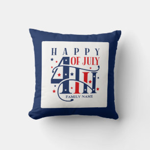 Coussin Joyeux 4 juillet rouge blanc et bleu