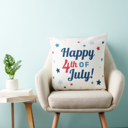 Coussin Joyeux 4 juillet rouge blanc et bleu patriotique