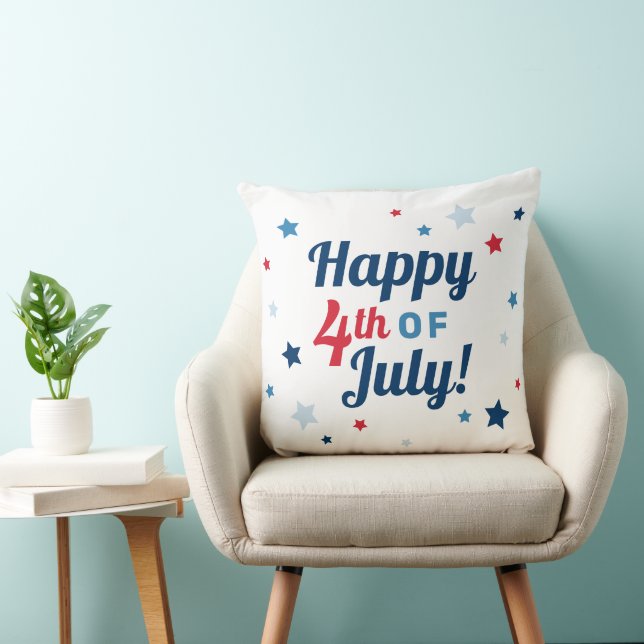Coussin Joyeux 4 juillet rouge blanc et bleu patriotique (Chaise)