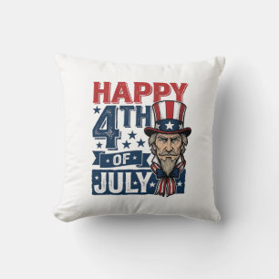 Coussin Joyeux 4 juillet vintage oncle patriotique chemise