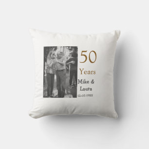 Coussin Joyeux 50e anniversaire nom du couple date de mari