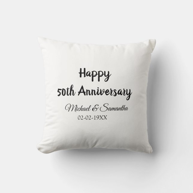 Coussin Joyeux 50e anniversaire nom du couple date de mari (Recto)