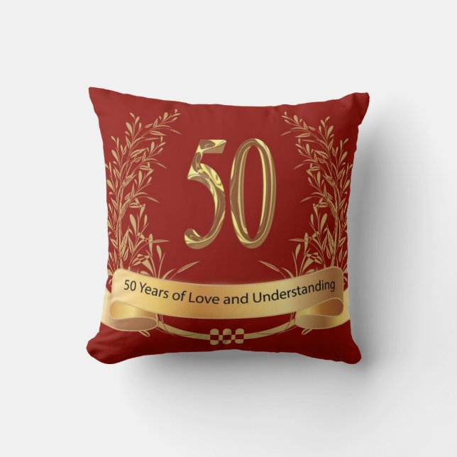 Coussin Joyeux 50e Mariage de l'oreiller à lancer (Recto)