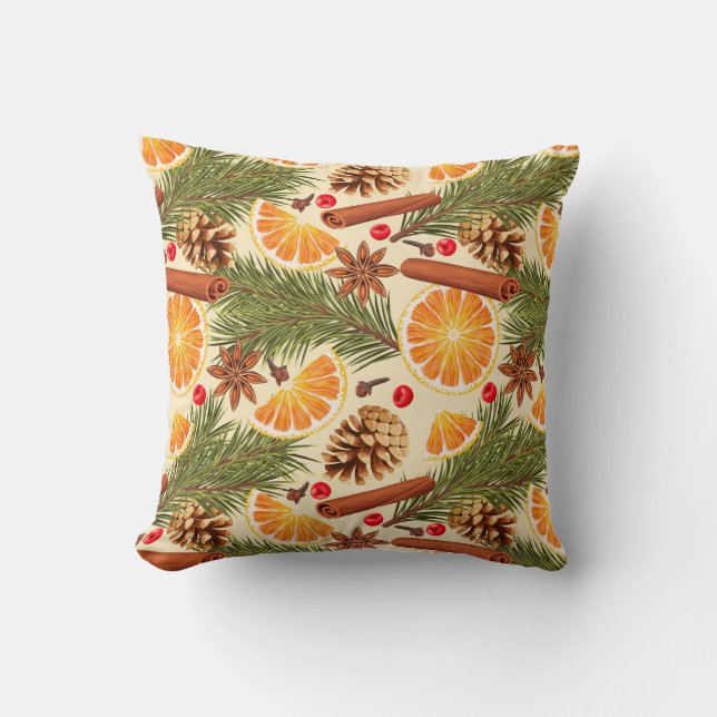 Coussin Joyeux agrumes et épices de Noël (Recto)