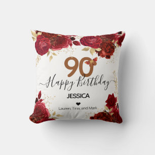 Coussin Joyeux anniversaire 90 Roses floraux Jeu personnal