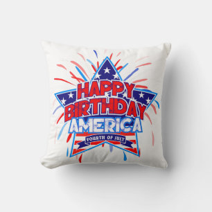 Coussin Joyeux anniversaire Amérique 4 juillet indépendanc