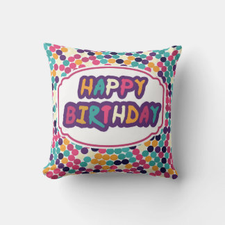 Coussin Joyeux anniversaire avec texte personnalisé Cercle