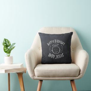 Coussin Joyeux Anniversaire Bébé Jésus Noël Chrétien Dieu