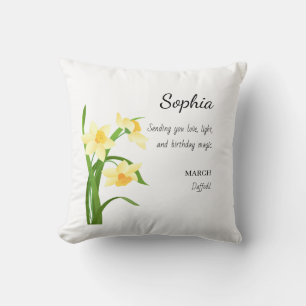Coussin Joyeux Anniversaire Narcisse de Mars Personnalisé